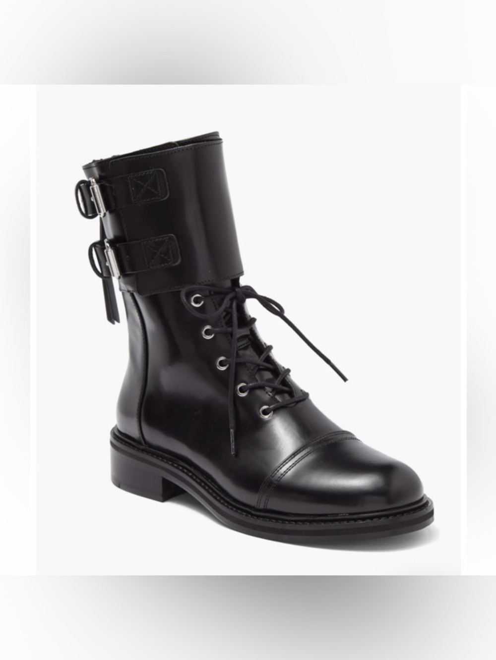 New ALL SAINTS Women’s Dian Polido Leather Combat Boots